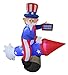 BZB Goods 6 Foot Long Patriotic Independence Day Inflatable Uncle Sam on Rocket Decoration
