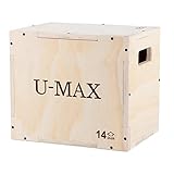 U-MAX Wood Plyo Box 3 in 1 for CrossFit Jump Training and Conditioning Plyometric Box 30/24/20, 24/20/16,16/14/12