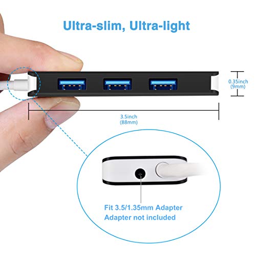 RSHTECH USB C Hub Type C to 4 Port USB 3.0 Hub Ultra Slim Splitter (Black) - Thumbnail 2