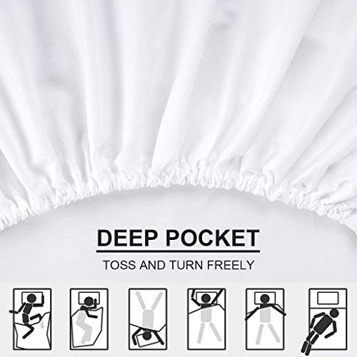 The Great American Store ! Fitted Sheet Only 21 Inch Extra Deep Pocket Queen Size Solid White - 1800 Series Brushed Microfiber Free & Stain Resistant - Thumbnail 3