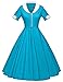 GownTown Womens 1950s Cape Collar Vintage Swing Stretchy Dresses, Seagreen, X-Large