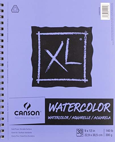 Canson XL Sequence Watercolor Textured Paper, Use with Paint Pencil Ink Charcoal Pastel and Acrylic, Aspect Wire Sure, 140 Pound, 9 x 12 Inch, 30 Sheets