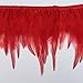 Shekyeon 2yards Rooster Hackle Feather Trim Fringe for DIY Clothing Craft Dress Decoration(red)