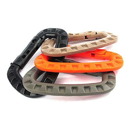 Hisoul Multipurpose D-Ring Locking Hanging Hook Tactical Link Snap Keychain for 1" Wide Webbing (♥ Khaki)