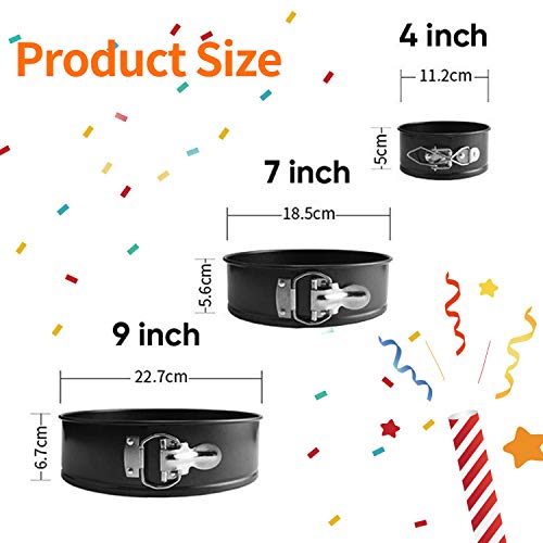 Springform Cake Tins Sets, AOBETAK Nonstick & Leakproof Set of 3 (4"/7