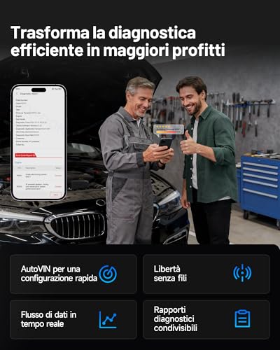 TOPDON TopScan Master Car Diagnosis, OBD2 Professional Bluetooth Diagnostic in Italian, Car Scanner for iOS and Android, 30+ Reset Services, Active Test, CAN FD&DoIP, FCA/Nissan/Renault SGW
