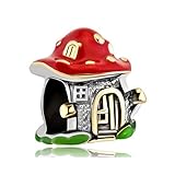 Multicolor Whimsical Fairy Mushroom House Bead Fits Pandora Charm Bracelet