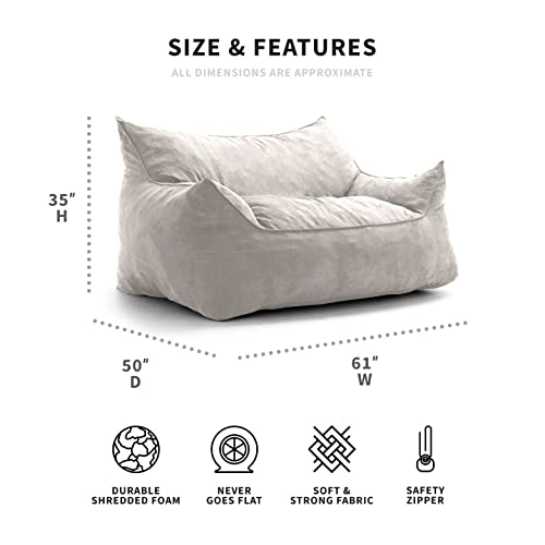 Big Joe Imperial Fufton Foam Filled Bean Bag Sofa With Removable Cover, Cement Suede, 5ft Giant
