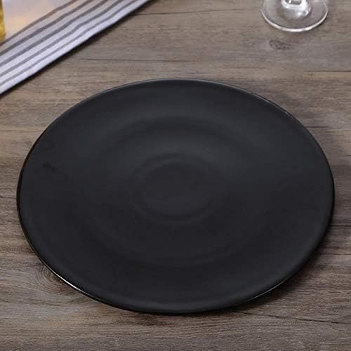 Ceramic Snack Plate Sushi Plate Round Plate Multi-Color Selection Round Tray, matt Black, 14in