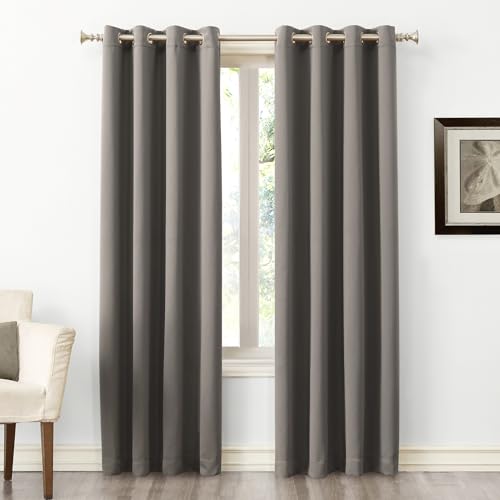 Sun Zero Soho Blackout Energy Efficient Grommet Curtain Single Panel, 54" x 63", Gray โ image 1