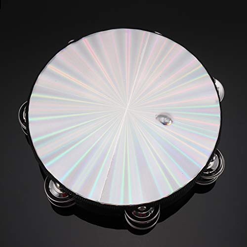 image for Topker 8 inch Reflective Tambourine Percussion Double Row-Stock Church