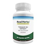 Real Herbs Tongkat Ali Extract 400mg - 200 to 1 Extract Strength - Natural Testosterone Booster - Also Known As Longjack or Eurycoma Longifolia - 50 Vegetarian Capsules of Root Powder