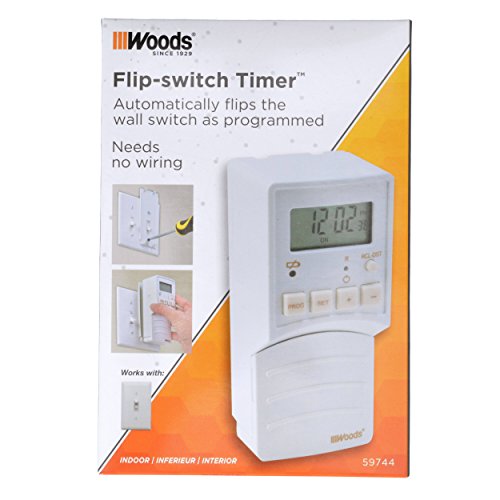 Woods 59744WD Indoor 24Hour Flip Switch Timer Converts Toggle Switch
