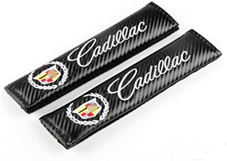 YDCAR 2 Pieces Cadillac Carbon Fiber Car Seat Belt Cover Cushioned Shoulder Pads ESCALADE CTS