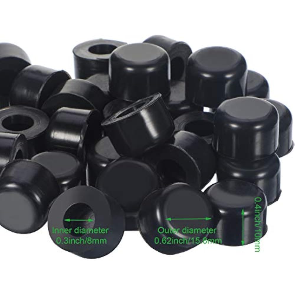 30 Pieces Rubber Door Stop Bumper Tips Black Silicone Replacement Caps