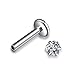 Areke Women's Stainless Steel Cubic Zirconia Piercing Unisex Labret Small Lip Ring/ Tragus/ Helix Earrings Color White