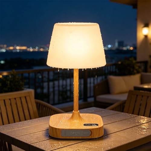Eocean Rechargeable Waterproof Lamp for Shower, 12000mAh LED Cordless Table Bedside Lamp with USB Port, Small Wireless Battery Operated Touch Lamp for Bedroom, Bathroom, Kitchen, Outdoor