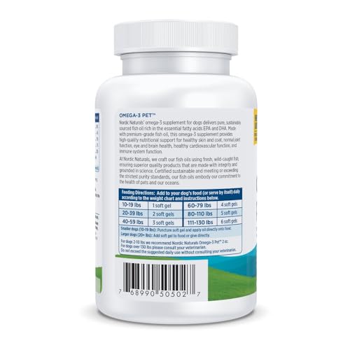 NORDIC NATURALS OMEGA-3 PET, UNFLAVORED – 90 SOFT GELS – 330 MG OMEGA-3 PER SOFT GEL – FISH OIL FOR DOGS WITH EPA & DHA – PROMOTES HEART, SKIN, COAT, & IMMUNE HEALTH