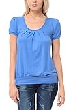 Shamaim Women Scoop Neck Short-Sleeves Front Pleated Top