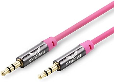 Dremake 3.5mm Premium Auxiliary Audio Cable ( 3 feet / 0.92m) Aux Stereo Cable for Headphones, Cell Phones, Tablet, MP3, DVD, TV, Radio, Computer, CD player and More ( Pink )