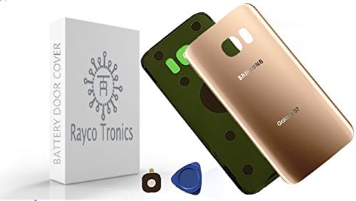 Rayco Tronics Galaxy S7 OEM Gold Back Glass Replacement plus Lens Cover, Battery Door Housing Cover Plus Adhesive Replacement For G930 G930F G930A G930V G930P G930T and opening tool