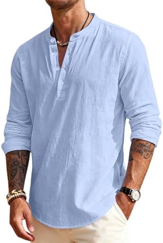 Camisa de guayabera cubana de manga corta para hombre, con botones, cuello de lino, hippie, casual, para playa, camisetas de trabajo lisas, Negro Camisa de guayabera cubana de manga corta para hombre, con botones, cuello de lino, hippie, casual, para playa, camisetas de trabajo lisas, Negro