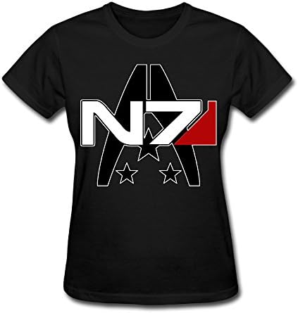 GOOOET Women's Mass Effect Alliance N7 Logo Cotton T Shirts Black XXL