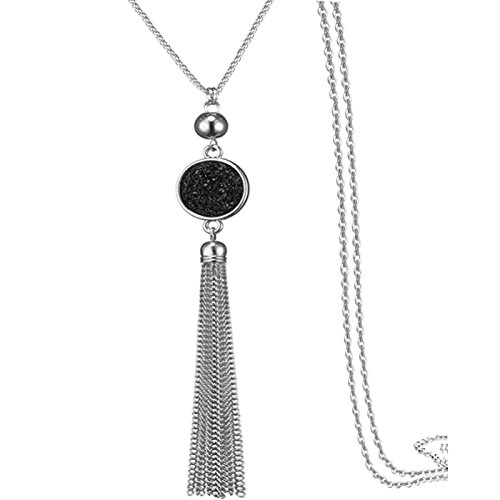 Multi Link Tassel End Statement Y Necklace Snake Chain Neck Pendant for Lady