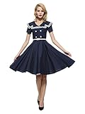 Maggie Tang 50 60s Rockabilly Vintage Gossip Girl Swing Gown Dress Navyblue S