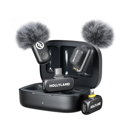 Hollyland Lark A1 Combo Wireless Lavalier Mikrofon für iPhone/iPad/Android Phone, Kabellos Mini Microphone mit EQ&Hall, 6-stufiger Gain-Regelung für d