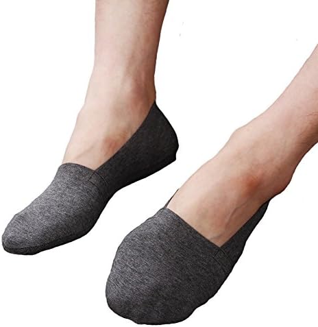 Welltogther Men's No Show Cotton Casual Socks 3 Pack Low Cut Loafer Socks Non Slip (Dark Gray)