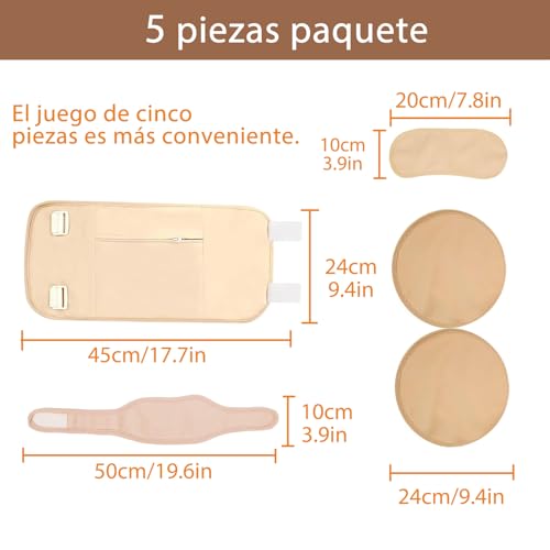 5Pcs Paquete Aceite Ricino Orgánico Reutilizable, Kit de Paquete de Aceite de Ricino, con Correa Elástica Ajustable, para Desintoxicación Hepática, Ayuda al Sueño, Estreñimiento.