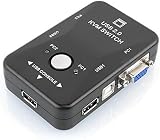 Bcowtte 2 Port VGA KVM Switch USB 2.0 Keyboard Mouse 1920x1080 Sharing Box view 4