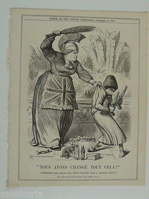 7x10" punch cartoon 1878 NOUS AVONS CHANGE TOUT CELA afghan war / ali khan