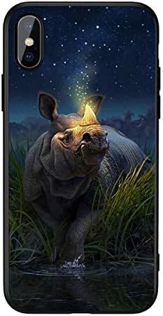 2020 Phone Case iPhone X XR 8 7 10 6 6s XS Max Glass Animal Cover Case iPhone 7 8 X 6 6 S Plus XR Luxury Case Coque (Rhinoceros iPhone 8 Plus + 7 Plus)