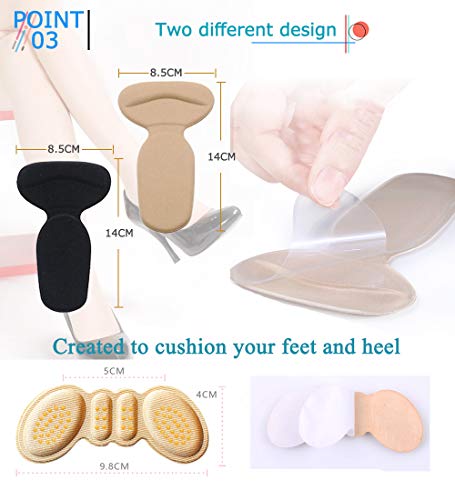 Silica Gel & Fabric Heel Cushion Inserts -Heel Grips & Shoe Inserts for Men's and Women's Loose Shoes, Shoe Pads for Shoes Too Big, Blister Prevention,Non Slip Back of Heel Liners, 4 Pairs (Khaki)