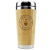 Morning Wood Premium Bamboo Travel Coffee Mug, Coffee Cup Thermos with QuickSeal Lid, Stainless Steel Insulated Tumbler 16oz.