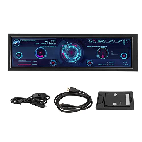 Goshyda 8.8 Inch Computer Temp Monitor, IPS Display USB Mini Secondary Screen, PC Sensor Panel, CPU GPU SSD Data Temperature Monitor for PC Computer Case