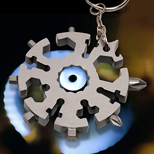 KYZZ-Forma-del-Copo-de-Nieve-de-la-Bicicleta-de-mltiples-Funciones-de-la-Herramienta-de-Acero-InoxidableMetal-del-Acero-Negro-Llavero-Multiuso-Gadget