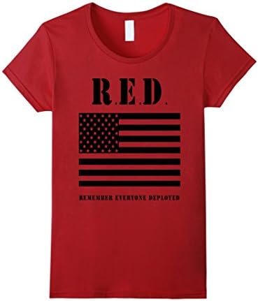 Women's DeBran Shirts: R. E. D. Remember Everyone Deployed T-Shirt Medium Cranberry