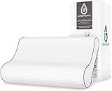 GREHOME Memory Foam Pillow, Pillows for Sleeping, Cervical Pillow for Neck, Shoulder Pain, Contour Pillow for Back, Stomach, Side Sleepers with Removable Washable Pillowcase -16 x 25 x 3.5/4.7 inches