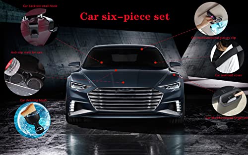 TUZIJIXG car accessories interior，8-piece set Containscar car trash can，car coasters，sunglass holder for car，car detailing brushes，headrest hooks for car，seatbelt covers，is car essentials