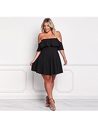 ROSIANNA - Vestido de mujer sin tirantes con volantes, talla grande