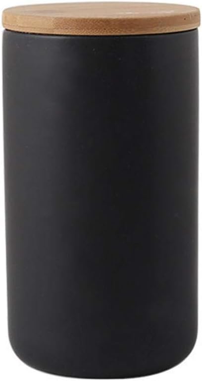 YYWCeramics Food Storage Jar Canister with Seal Bamboo Lid, Simple Style Kitchen Canister for Food Storage, Store Coffee, Sugar, Tea, Spices and More (Black (33.81oz/1000ml))