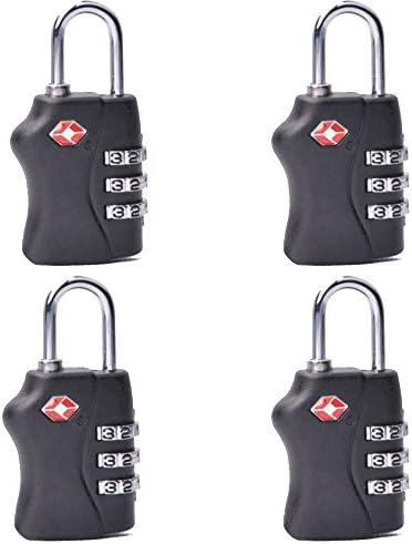 Virocana TSA Lock Set-Your-own 3 Digit Combination Lock, Padlock Luggage Lock Travel Smart Cable Lock for Suitcase Luggage,Travel bags,GYM and Home Use(4PACK)