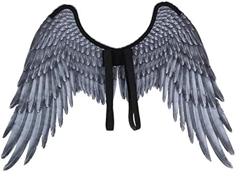Politice Halloween Dress, Angel Wings, Gray White Wings, Simulation Feathers, Unisex, handmade, the center can be bent