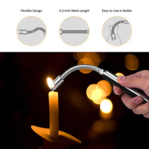 ANYI Arc Lighter, USB Rechargeable Electric Lighters with 360°Flexible Longer Neck and Safety Switch, Flameless & Windproof, Plasma Beam Lighter for Candle BBQ Fireworks Camping