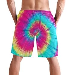visesunny Tie Dye Colorful Rainbow Print Men's