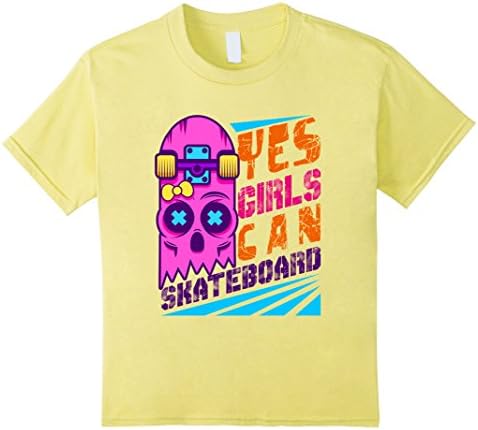 Kids Skateboard Girl T-Shirt -- Yes Girls Can Skateboard 10 Lemon
