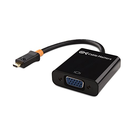Cable Matters Micro HDMI to VGA Adapter with 3.5mm Aux Audio Port (HDMI to VGA Converter) in Black